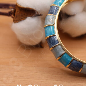 Mavi Tonlu Mineli Gold Kaplama Pirinç Bilezik - Görsel 2