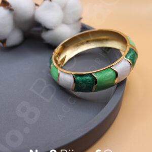 Yeşil Tonlu Mineli Gold Kaplama Pirinç Bilezik - Görsel 1