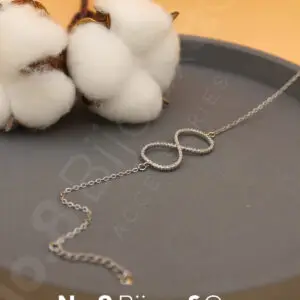 Xuping Beyaz Altın Rengi Sonsuzluk Figürlü Zirkon Taşlı Bileklik (17+4 cm) - Görsel 1