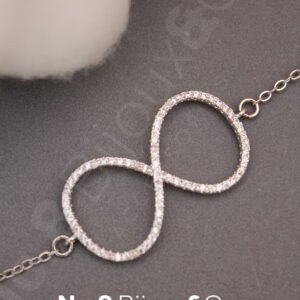 Xuping Beyaz Altın Rengi Sonsuzluk Figürlü Zirkon Taşlı Bileklik (17+4 cm) - Görsel 2