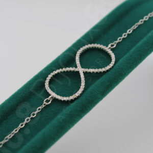 Xuping Beyaz Altın Rengi Sonsuzluk Figürlü Zirkon Taşlı Bileklik (17+4 cm) - Görsel 4