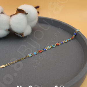 Xuping 14K Altın Rengi Renkli Nazar Boncuklu Bileklik (18+3,5 cm Ayarlanabilir) - Görsel 1