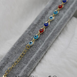 Xuping 14K Altın Rengi Renkli Nazar Boncuklu Bileklik (18+3,5 cm Ayarlanabilir) - Görsel 3