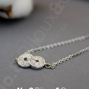 Xuping Beyaz Altın Görünümlü Sık Zirkon Taşlı Birleşen Halka Sonsuzluk Bileklik (18+3 cm) - Görsel 2