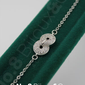 Xuping Beyaz Altın Görünümlü Sık Zirkon Taşlı Birleşen Halka Sonsuzluk Bileklik (18+3 cm) - Görsel 4