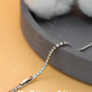 Xuping Beyaz Altın Rengi İnce Su Yolu Zirkon Taşlı Bileklik (17+2 cm) - Görsel 1