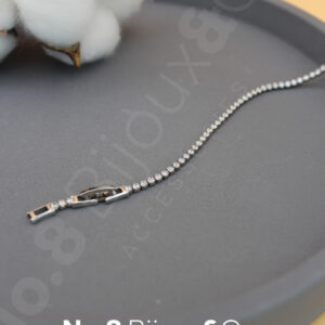 Xuping Beyaz Altın Rengi İnce Su Yolu Zirkon Taşlı Bileklik (17+2 cm) - Görsel 2