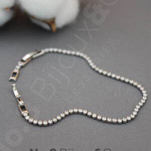 Xuping Beyaz Altın Rengi İnce Su Yolu Zirkon Taşlı Bileklik (17+2 cm) - Görsel 3