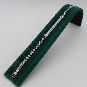 Xuping Beyaz Altın Görünümlü Baget Taşlı Yaprak Zincir Bileklik (17,5+1,5 Cm Ek Parçalı) - Görsel 2