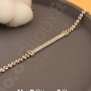 Xuping Beyaz Altın Görünümlü Baget Taşlı Yaprak Zincir Bileklik (17,5+1,5 Cm Ek Parçalı) - Görsel 4