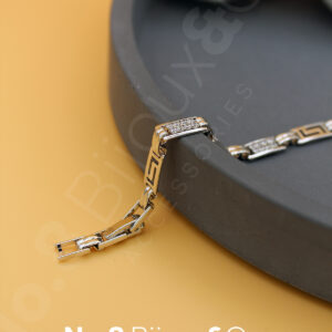 Xuping Beyaz Altın Görünümlü Geometrik Desenli Zirkon Taşlı Bileklik (18,5+1,5 Cm Ek Parçalı) - Görsel 1