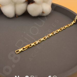 Xuping 14K Altın Görünümlü Pave Taş Detaylı Örgü Form Gold Bileklik (17,5+2 Cm Ek Parçalı) - Görsel 2