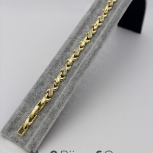 Xuping 14K Altın Görünümlü Pave Taş Detaylı Örgü Form Gold Bileklik (17,5+2 Cm Ek Parçalı) - Görsel 3