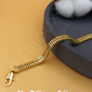 Xuping 14K Altın Görünümlü Geniş Form Dokulu Düz Zincir Bileklik (18+4 cm Ayarlanabilir) - Görsel 1