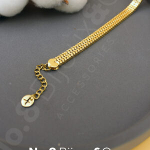 Xuping 14K Altın Görünümlü Geniş Form Dokulu Düz Zincir Bileklik (18+4 cm Ayarlanabilir) - Görsel 2