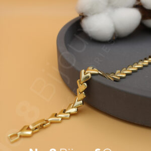 Xuping 14K Altın Görünümlü V-Form Modern Bileklik (17+2 Cm Ek Parçalı) - Görsel 1