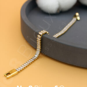 Xuping 14K Altın Görünümlü Baget Kesim Taşlı Modern Tennis Bileklik (17 Cm) - Görsel 2