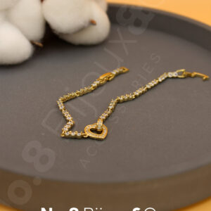 Xuping 14K Altın Kaplama Kalp Detaylı Taşlı Tasarım Bileklik (17+2 Cm Ek Parçalı) - Görsel 2