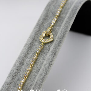 Xuping 14K Altın Kaplama Kalp Detaylı Taşlı Tasarım Bileklik (17+2 Cm Ek Parçalı) - Görsel 4