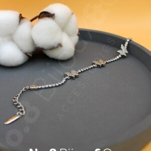 Xuping Beyaz Altın Görünümlü Kelebek Figürlü Taşlı Zarif Bileklik (17,5+3,5 Cm Ayarlanabilir) - Görsel 1