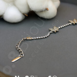 Xuping Beyaz Altın Görünümlü Kelebek Figürlü Taşlı Zarif Bileklik (17,5+3,5 Cm Ayarlanabilir) - Görsel 2