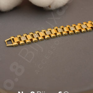 Xuping 14K Altın Rengi Mikro Zirkonlu Geniş Örgü Zincir Bileklik (19,5 cm) - Görsel 3