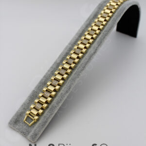 Xuping 14K Altın Rengi Mikro Zirkonlu Geniş Örgü Zincir Bileklik (19,5 cm) - Görsel 4