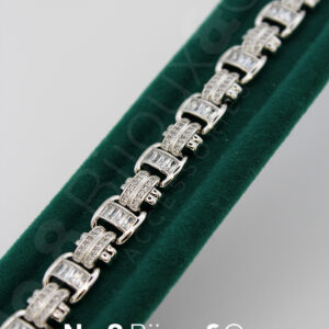 Xuping Beyaz Altın Rengi Baget & Mikro Taşlı Modern Zincir Bileklik (17+2 cm Ek Parçalı) - Görsel 4