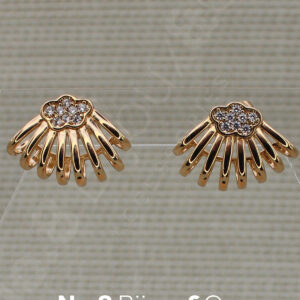 Xuping Rose Altın Kaplama Taşlı Çiçek Motifli Çoklu Kavis Tasarım Küpe - Görsel 3