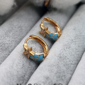 Xuping Rose Altın Rengi Yıldız Figürlü Turkuaz Mine Detaylı Zarif Tasarım Kadın Küpe - Görsel 2