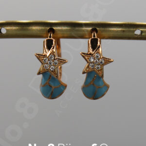 Xuping Rose Altın Rengi Yıldız Figürlü Turkuaz Mine Detaylı Zarif Tasarım Kadın Küpe - Görsel 3