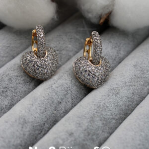 Xuping Rose Altın Rengi Kalpli Zarif Işıltılı Pırlanta Görünümlü Taşlı Model Çift Kullanımlı Küpe - Görsel 2