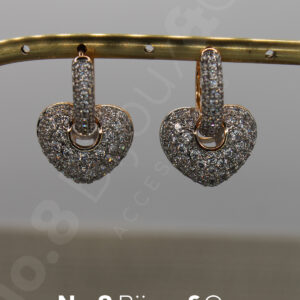 Xuping Rose Altın Rengi Kalpli Zarif Işıltılı Pırlanta Görünümlü Taşlı Model Çift Kullanımlı Küpe - Görsel 3