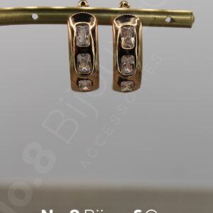 Xuping Rose Altın Rengi Işıltılı Zarif Tasarım Baget Taşlı Modern Küpe - Görsel 3