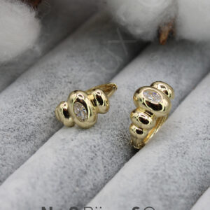 Xuping 14K Altın Rengi Oval Kesim Taşlı Modern Baloncuk Form Küpe - Görsel 1