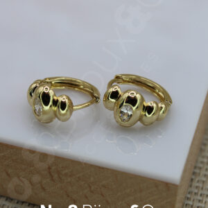 Xuping 14K Altın Rengi Oval Kesim Taşlı Modern Baloncuk Form Küpe - Görsel 2