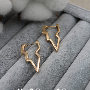 Xuping Rose Altın Rengi Yıldırım Formlu Geometrik Modern Tasarım Küpe - Görsel 1