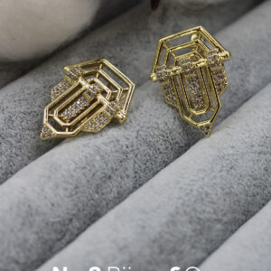 Xuping 14K Altın Rengi Geometrik Çok Sıralı Zirkon Taşlı Modern Tasarım Küpe - Görsel 1