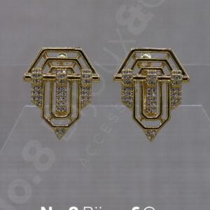 Xuping 14K Altın Rengi Geometrik Çok Sıralı Zirkon Taşlı Modern Tasarım Küpe - Görsel 2