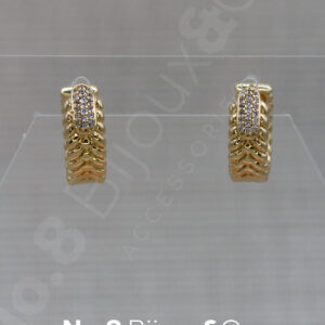 Xuping 14K Altın Rengi Örgü Formlu Zirkon Taşlı Halkalı Küpe - Görsel 2