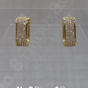 Xuping 14K Altın Rengi Işıltılı Mikro Taş İşlemeli Kalın Tasarım Halka Küpe - Görsel 1