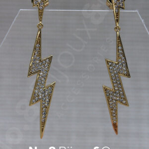 Xuping 14K Altın Rengi Modern Yıldırım Figürlü Taşlı Uzun Sallantılı Küpe - Görsel 2