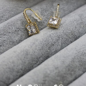 Xuping 14K Altın Rengi Kare Kesim Büyük Taşlı Çerçeveli Parlak Zirkon Taşlı Küpe - Görsel 1