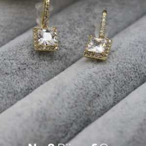 Xuping 14K Altın Rengi Kare Kesim Büyük Taşlı Çerçeveli Parlak Zirkon Taşlı Küpe - Görsel 2