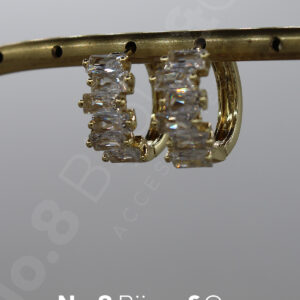 Xuping 14k Altın Rengi Baget Kesim Işıltılı Gold Halka Küpe - Görsel 2