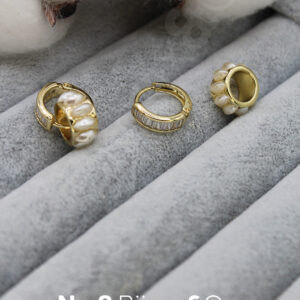 Xuping 14k Altın Rengi Halkalı İnci & Baget Taşlı Çift Stil Kullanımlı Tasarım Küpe - Görsel 2