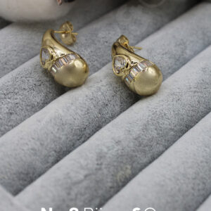 Xuping 14K Altın Rengi Zarif Damla Model Baget ve Kalp Form Kesim Taşlı Küpe - Görsel 1