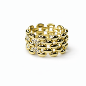 Xuping Altın Renk Zirkon Taşlı Çok Sıralı Zincir Tasarım Yüzük - Görsel 1