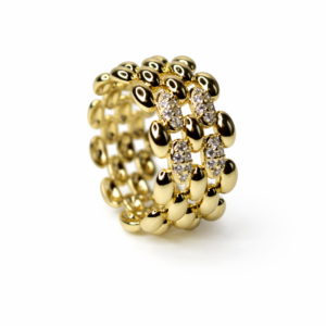 Xuping Altın Renk Zirkon Taşlı Çok Sıralı Zincir Tasarım Yüzük - Görsel 2