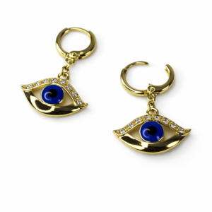 Koruyucu Nazar Altın Renk Göz Figürlü Taş Detay Küpe - Görsel 2